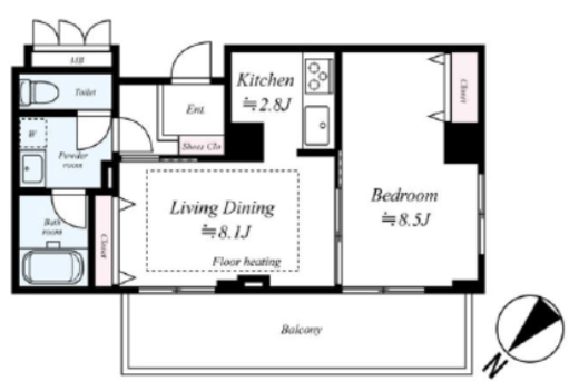 ライトコート四谷 5階 間取り図