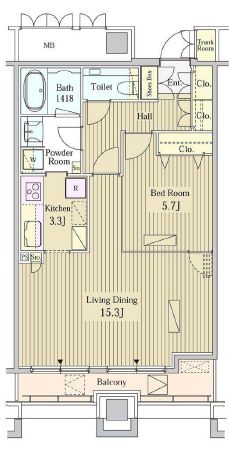 モメント汐留 2206 間取り図