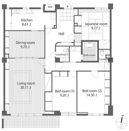 モンエール広尾 102 間取り図