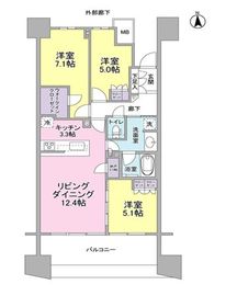 ブランズシティ品川勝島 16階 間取り図