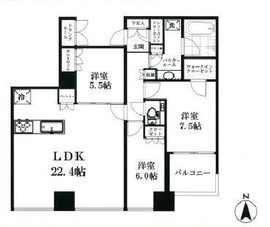 ワールドシティタワーズ キャピタルタワー 18階 間取り図