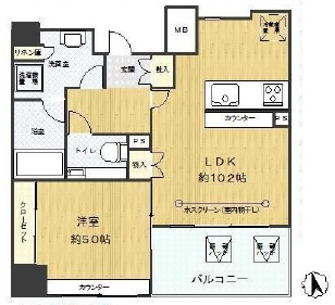 クレヴィア東京八丁堀湊ザ・レジデンス 8階 間取り図