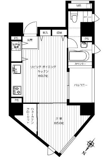 スペーシア麻布十番1 801 間取り図