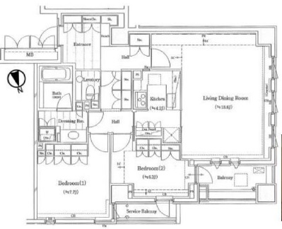 パークハウス三番町 2階 間取り図
