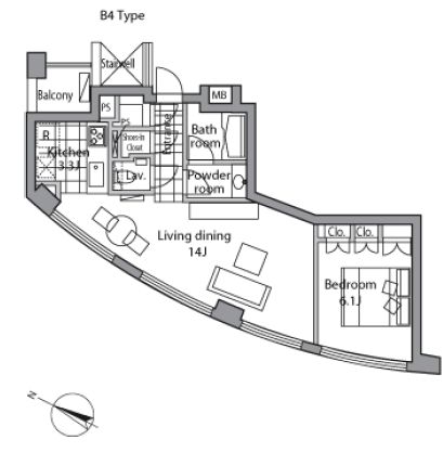 レジディアタワー乃木坂 1402 間取り図