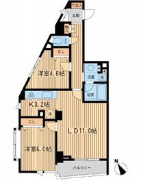 THE パームス代々木上原ヴェールテラス 401 間取り図