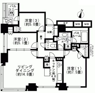 シティタワー九段下 20階 間取り図