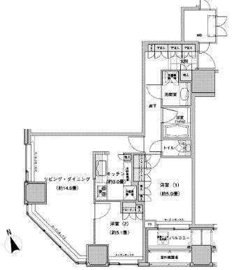 ウエストパークタワー池袋 606 間取り図