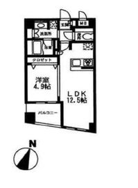 ボヌール都立大学参番館 402 間取り図
