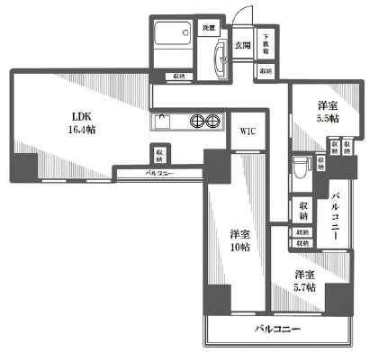 シティハウス月島駅前エアーズコート 9階 間取り図