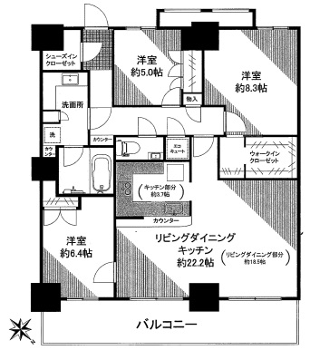 ビーコンタワーレジデンス 19階 間取り図