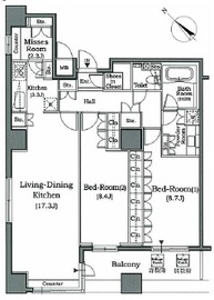 ホライズンプレイス赤坂 1802 間取り図