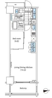 コンフォリア新宿イーストサイドタワー 1724 間取り図