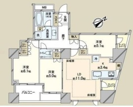 プラウド恵比寿ディアージュ 3階 間取り図