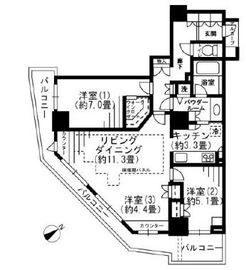 セントラルレジデンス新宿シティタワー 3階 間取り図