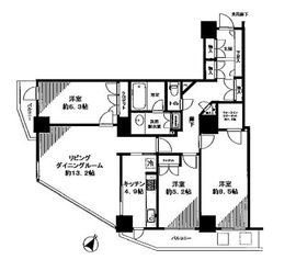 ソフィアタワー勝どき 14階 間取り図