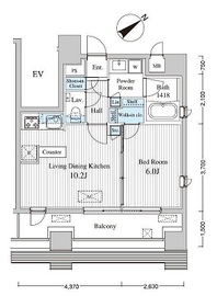 MFPRコート赤坂見附 1003 間取り図