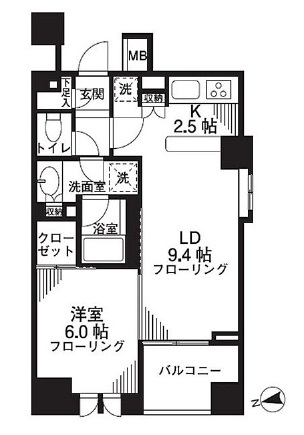 シティハウス東京新橋 2階 間取り図