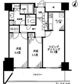 カテリーナ三田タワースイート ウエストアーク 27階 間取り図