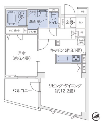 代官山BLESS鉢山 102 間取り図