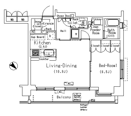 パークグレイス駒込 413 間取り図