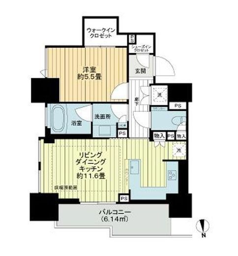 ライオンズタワー目黒川 14階 間取り図