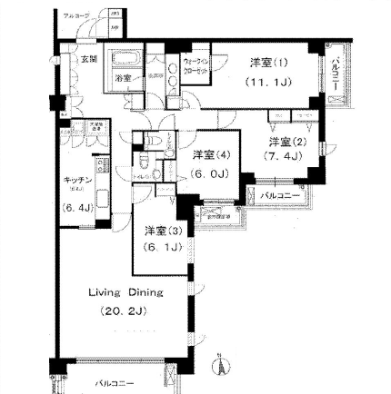 パークハウス芝白金台 4階 間取り図