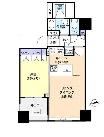パークホームズ武蔵小山 18階 間取り図