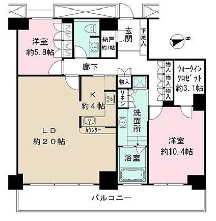 Wコンフォートタワーズ EAST 51階 間取り図