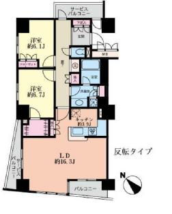 クオリア千代田御茶ノ水 1901 間取り図