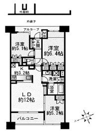 オーベル明石町レジデンス 2階 間取り図