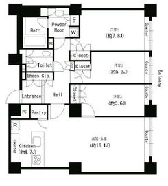 リバーポイントタワー 3702 間取り図