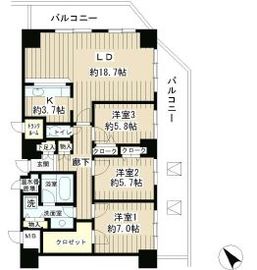 トレステージ目黒 1601 間取り図