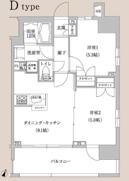 ラクラス幡ヶ谷 1401 間取り図