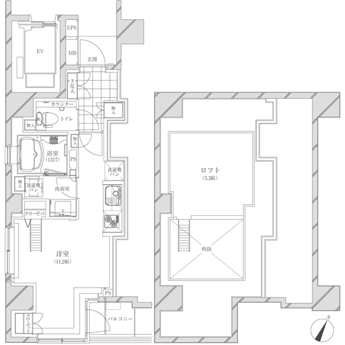 コスモリード市ヶ谷払方町 501 間取り図