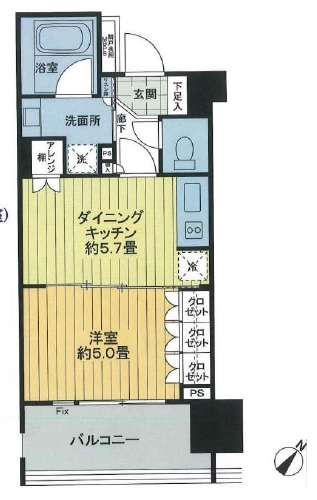 ライオンズアイル赤坂 6階 間取り図