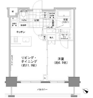 パークハビオ人形町 1206 間取り図