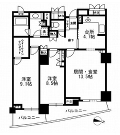 ミレニアムガーデンコート 14階 間取り図