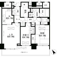 西新宿パークサイドタワー 6階 間取り図