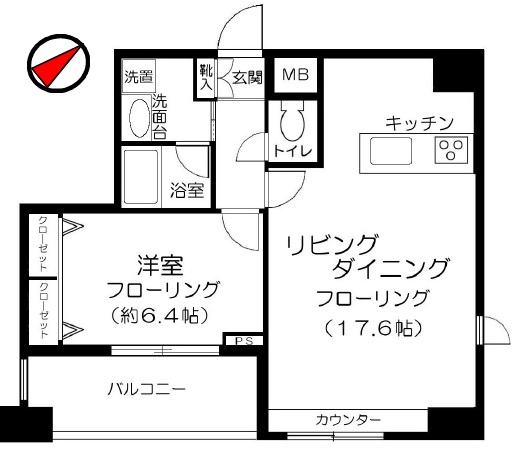 ベルファース水天宮前 1401 間取り図