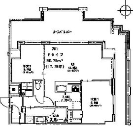 クローバー高輪 701 間取り図