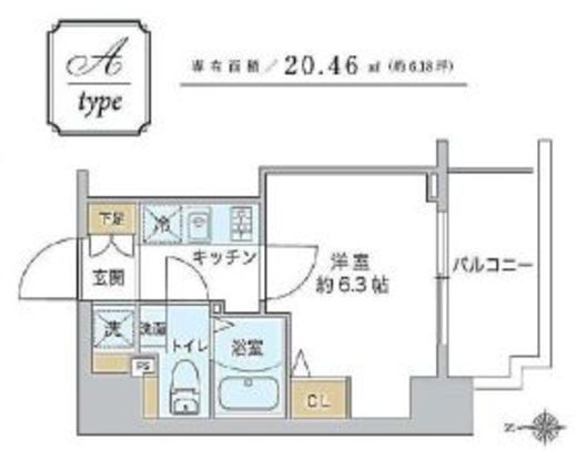 スプランディッド品川 703 間取り図