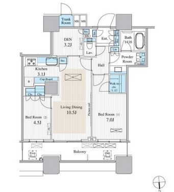パークシティ大崎 ザ タワー 25階 間取り図