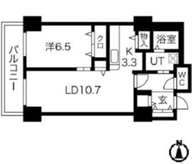 シティコート目黒 2-1102 間取り図