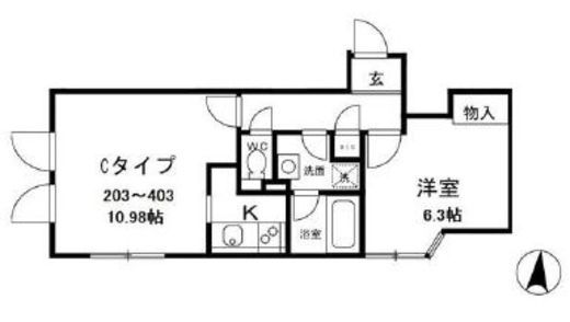 アレーロ白山2 403 間取り図