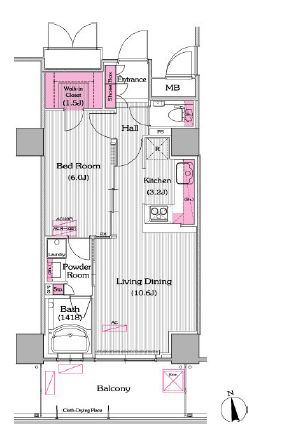 プライムアーバン新宿夏目坂タワーレジデンス 2103 間取り図