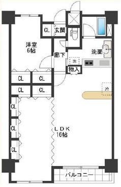 ライオンズマンション麻布十番南 9階 間取り図