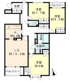 ロイヤルパレス山王 3階 間取り図