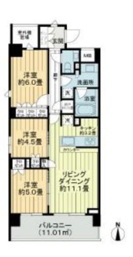 ザ・パークハウス上野池之端レジデンス 5階 間取り図