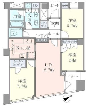 品川Vタワー タワー棟 16階 間取り図
